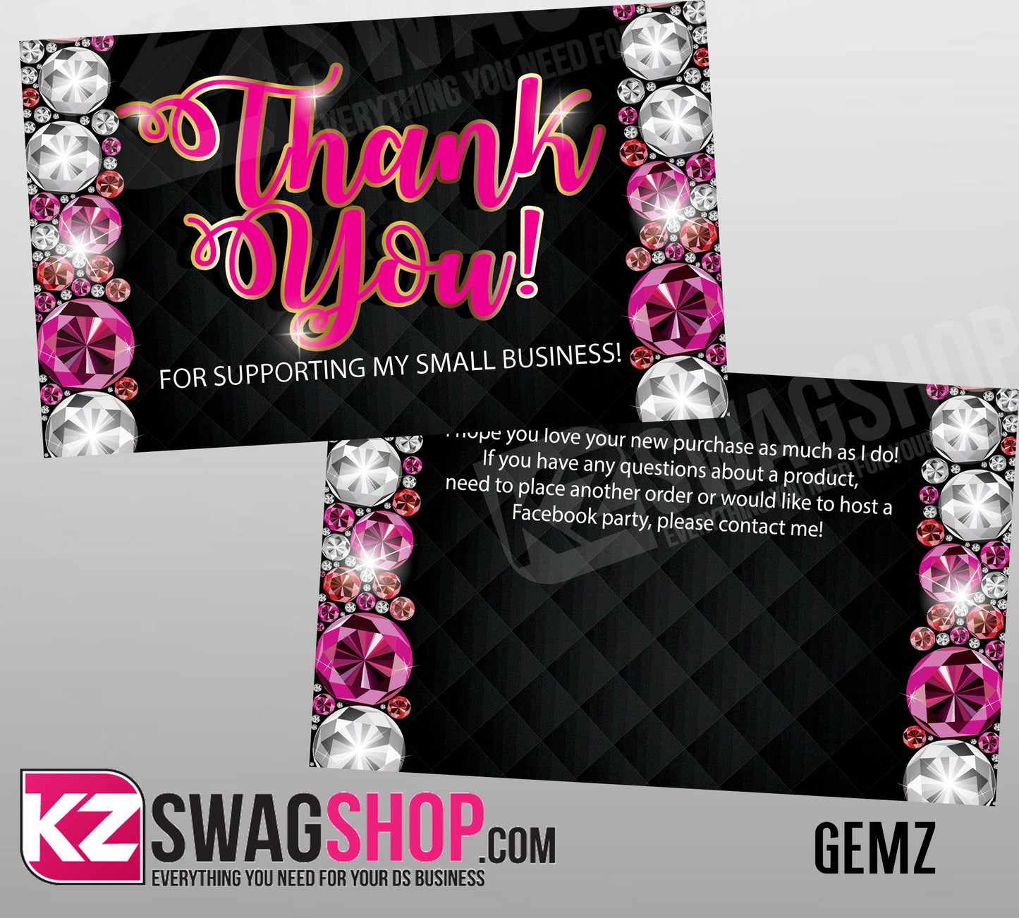 $5 Bling Thank You Cards- ALL DESIGNS - PERSONALIZED