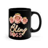 Bling Boss mug 11oz - Rose gold Roses