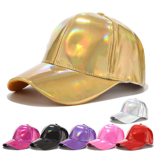 Faux Leather Metallic Hats