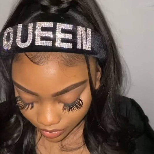 Luxury Queen Boss Boujee Fashion Full Crystal Rhinestone Padded Letter Headband for Women Shiny Filled Headband Accessories