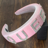 Luxury Queen Boss Boujee Fashion Full Crystal Rhinestone Padded Letter Headband for Women Shiny Filled Headband Accessories