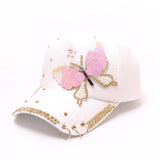 Bling Crystal Butterfly Hat Cotton Shiny Hats