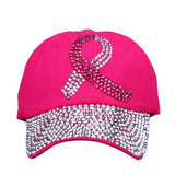 Cancer Awareness Pink Ribbon bling rhinestones hat