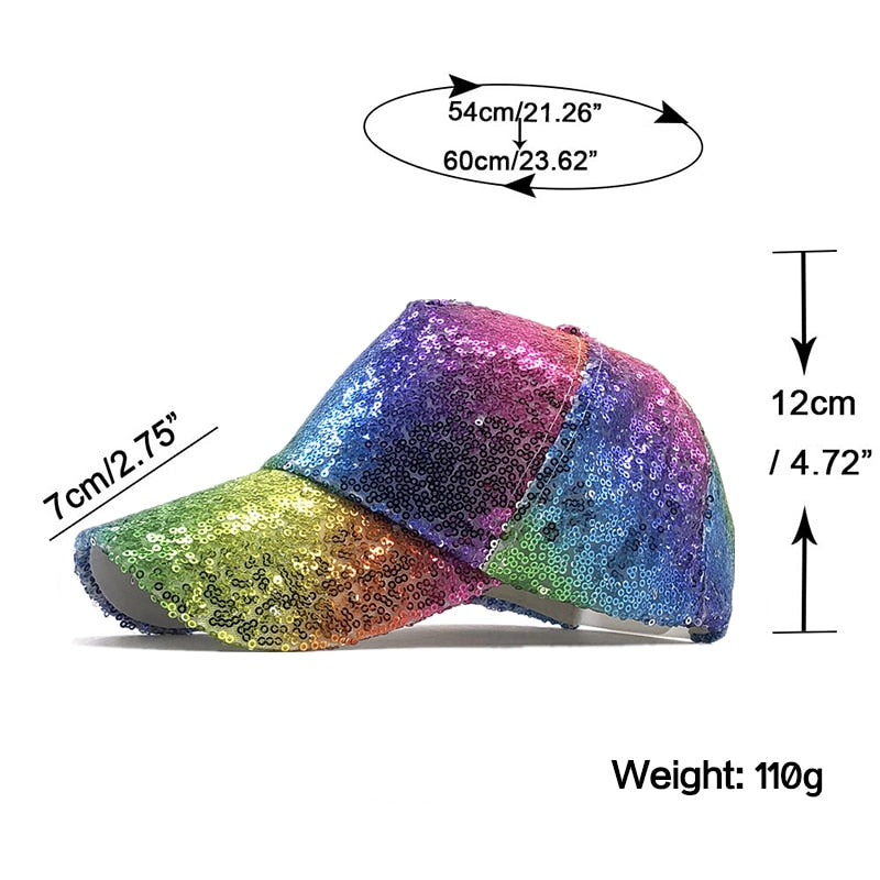 New Rainbow Sequins Baseball Hat