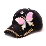 Bling Crystal Butterfly Hat Cotton Shiny Hats