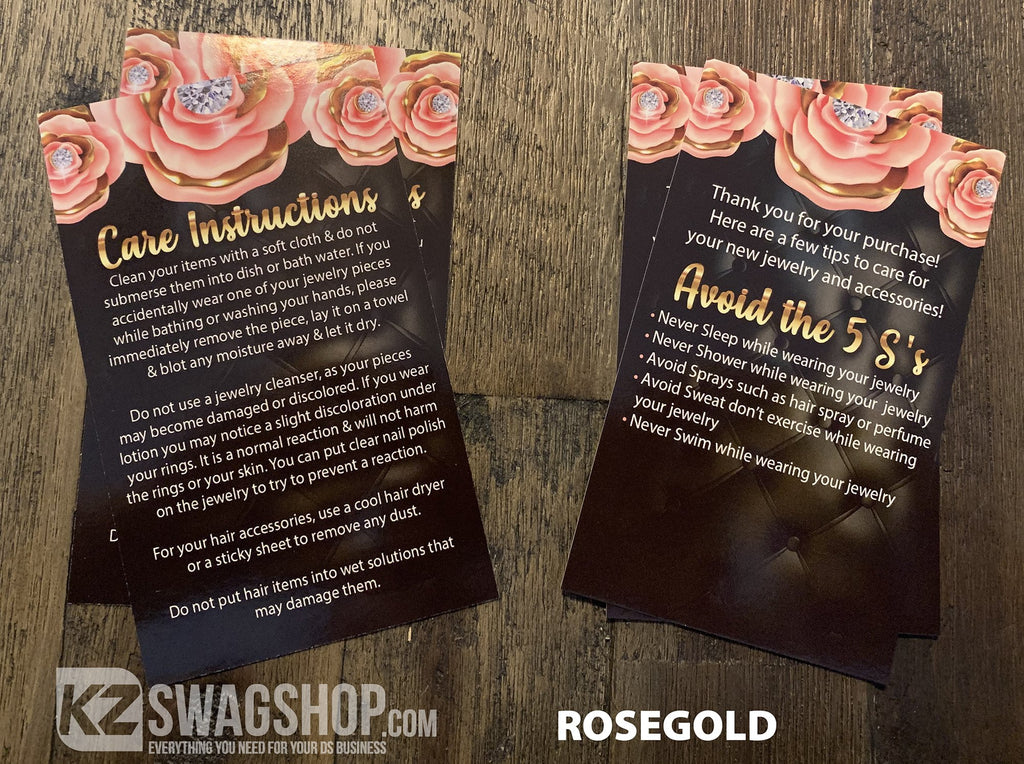 Jewelry Care Card Instructions - ROSEGOLD- PERSONALIZED