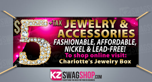 $5 Bling Horizontal Vinyl Banner Style 1 -5X2