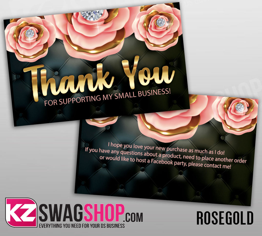 $5 Bling Thank You Cards - ROSEGOLD - PERSONALIZED