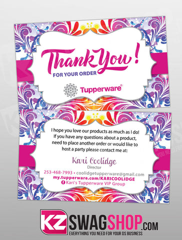 Tupperware 5x3 Thank you Cards personalized