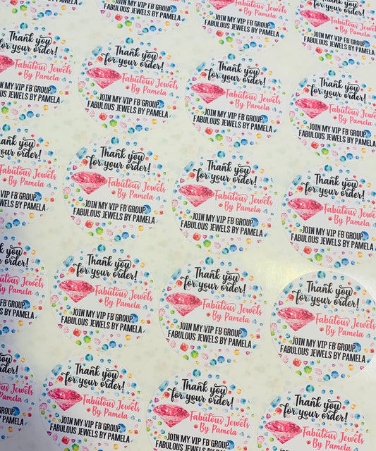 Bling Personalized Full Color Thank you stickers - pack of 120