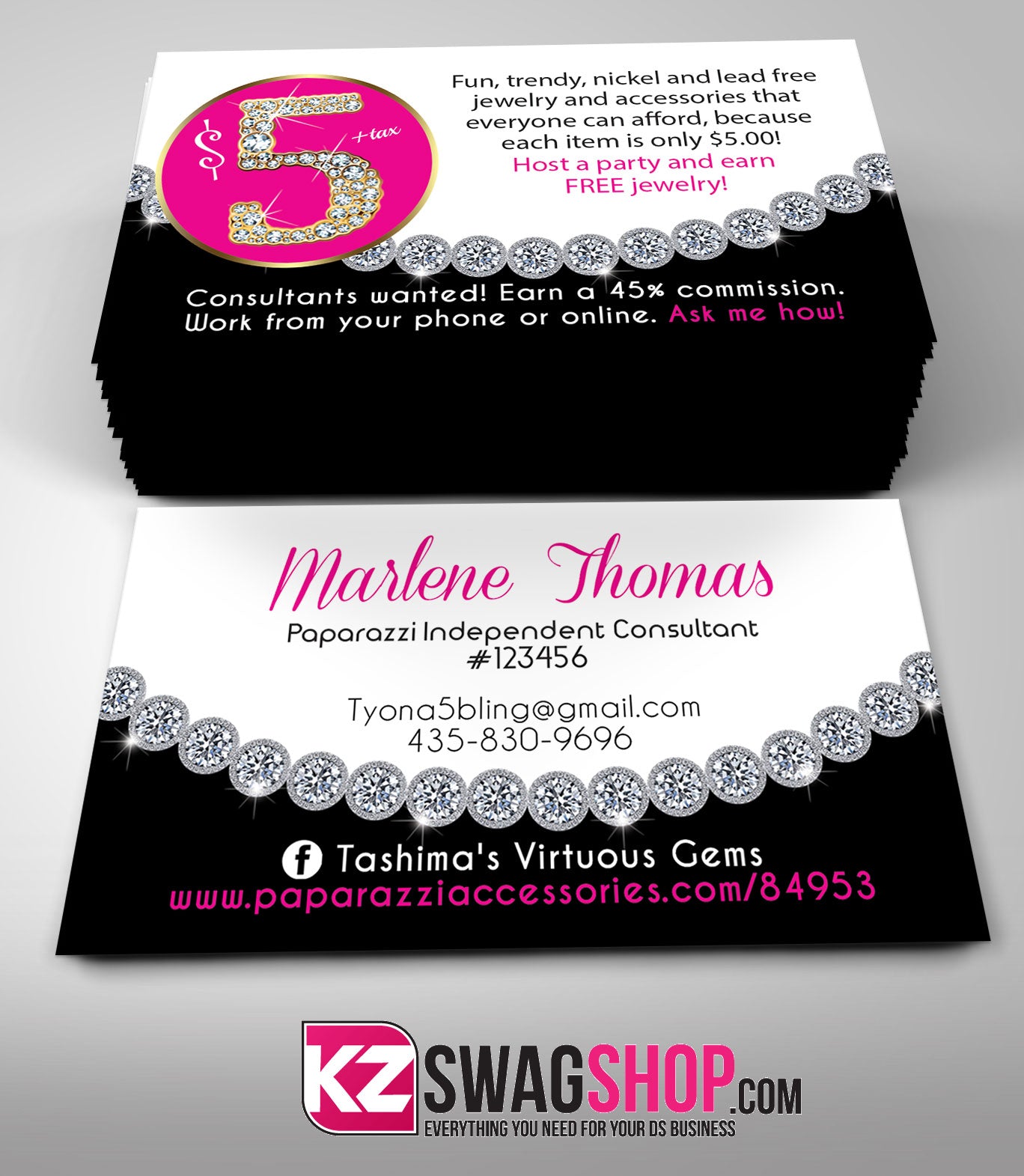 $5 Bling Jewelry Business Cards Style 12