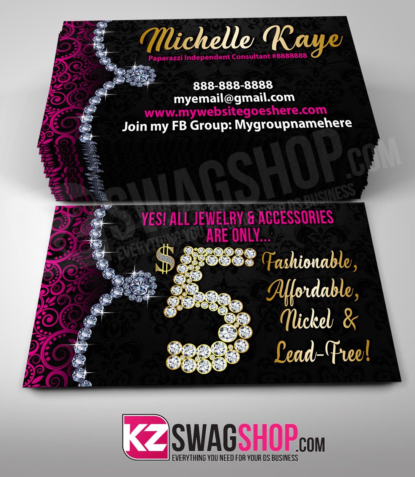 $5 Bling Jewelry Business Cards Style 16 - GLAM
