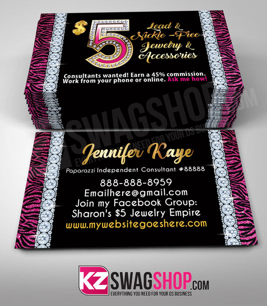 $5 Bling Jewelry Business Cards Style 17 - WILD