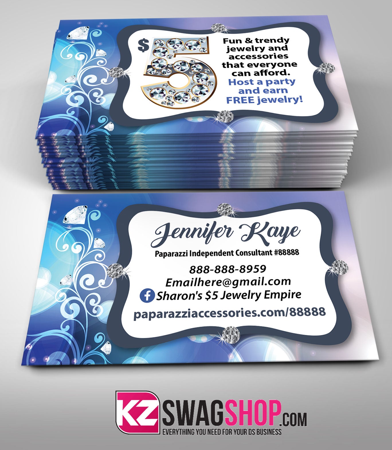 $5 Bling Jewelry Business Cards Style 36