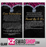 $5 Bling Jewelry Care Card Instructions - ALL DESIGNS - PERSONALIZED