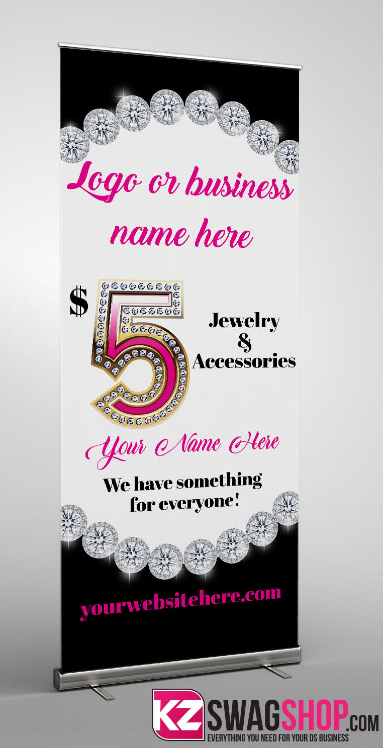 $5 Bling Retractable Banner style 15 - Personalized
