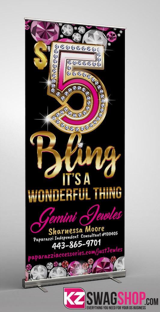 $5 Bling Retractable Banner style 18
