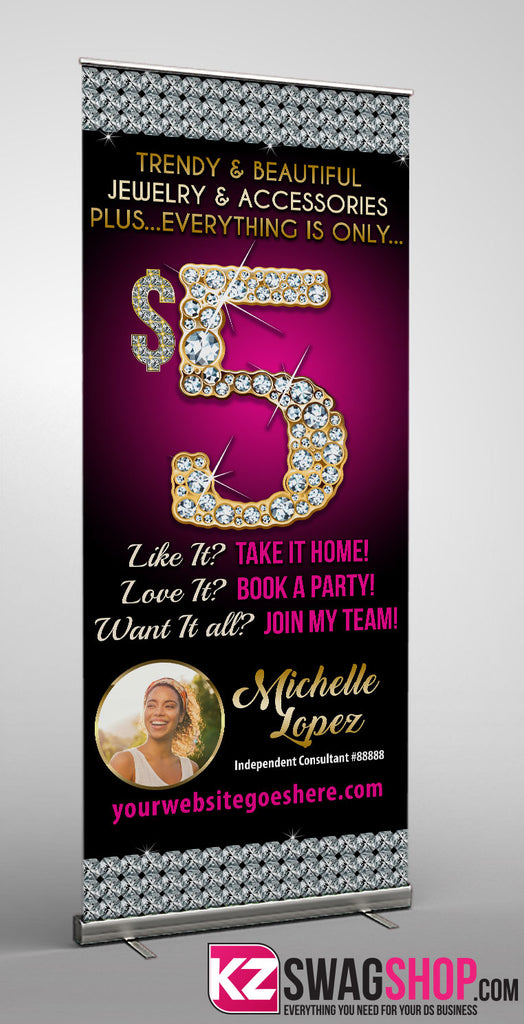 $5 Bling Retractable Banner style 6