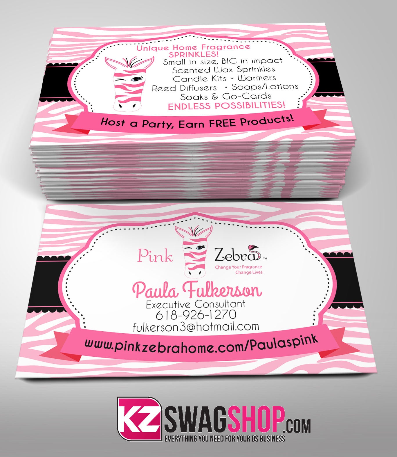 Pink Zebra Business Cards Style 3