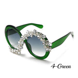 Bling Oversized Round Sunglasses with Rhinestone floral design -4 colors